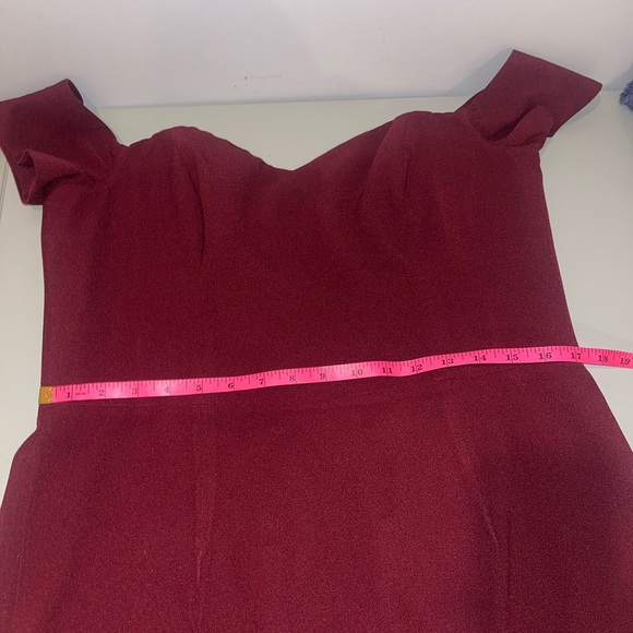 Dress the Population Burgundy Wine Off the shoulder Midi Dress- XXL - Picture 8 of 10